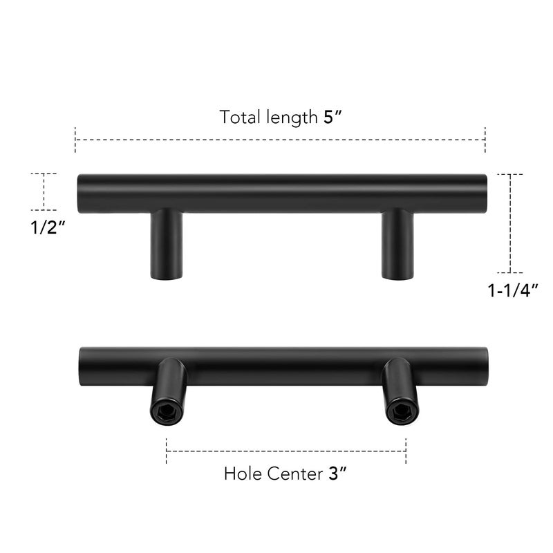 HomeExpert Home Expert 5 Inch Cabinet Pulls Black Cabinet Handles Kitchen Cabinet Hardware 3 Inch Hole Center 15 Pack - Image 3
